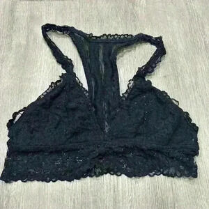 Aerie Black Racerback Black Lace Bralette Women’s Size Medium